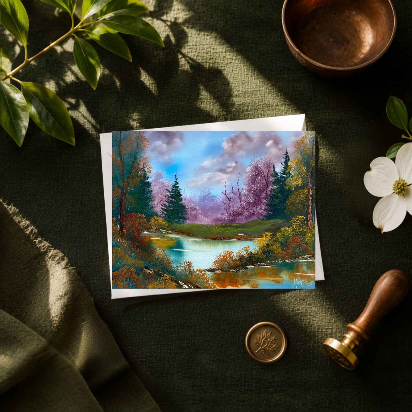 Tranquil Reflections in Autumn – Greeting Card