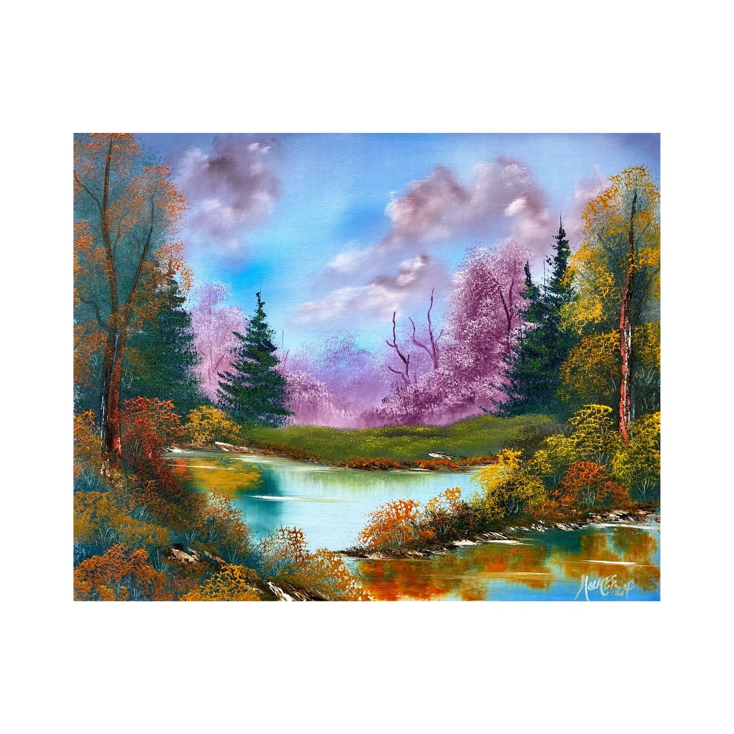 Tranquil Reflections in Autumn - original painting by Chris Holmes