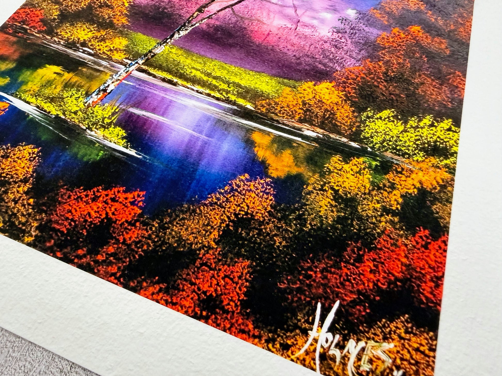 Close up of the colourful night time painting