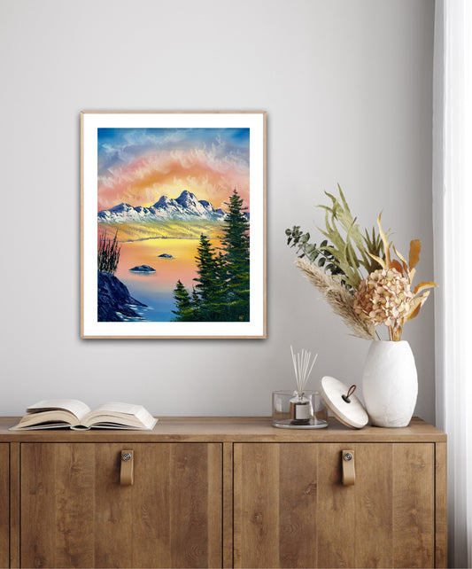 Serene Sunset Over Mountain Peaks – Archival Fine Art Print