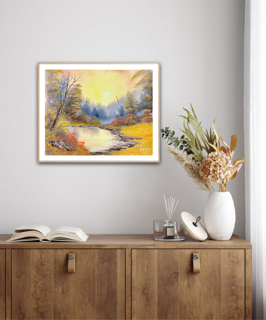Where the Light Lingers – Golden Hour Pond Print