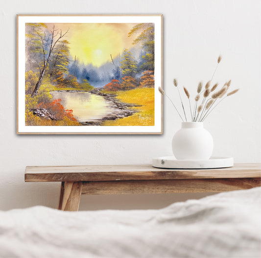 Where the Light Lingers – Golden Hour Pond Print