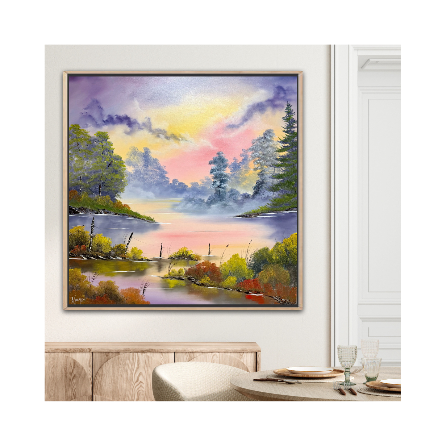 Stillness on the Tennessee - Original Oil Painting on Canvas — 36" × 36"