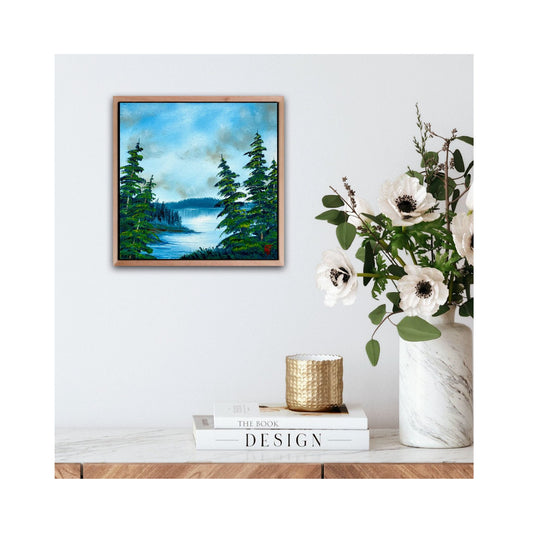 Tranquil Pines by the Water - original oil painting by Anna Holmes