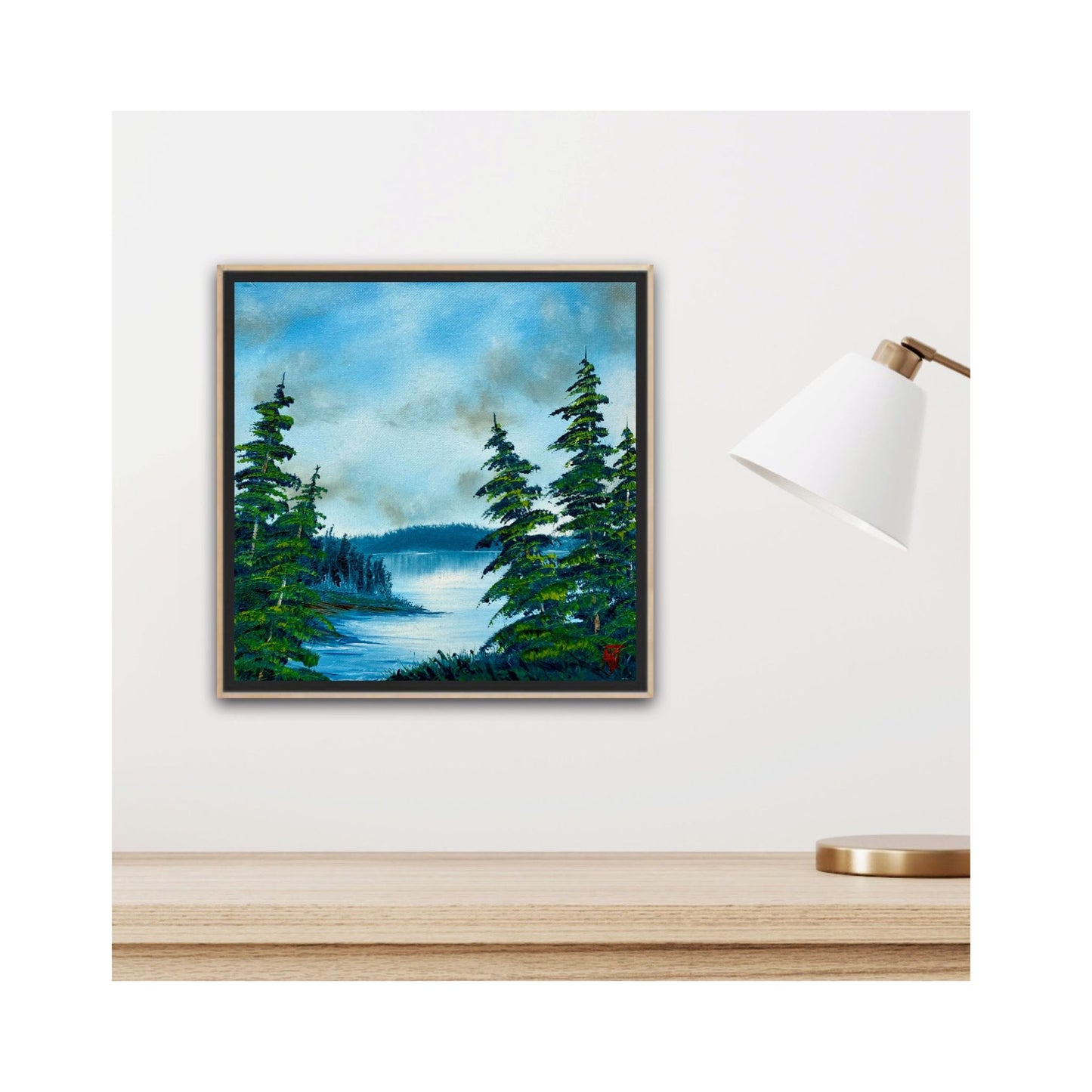 Tranquil Pines by the Water - original oil painting by Anna Holmes