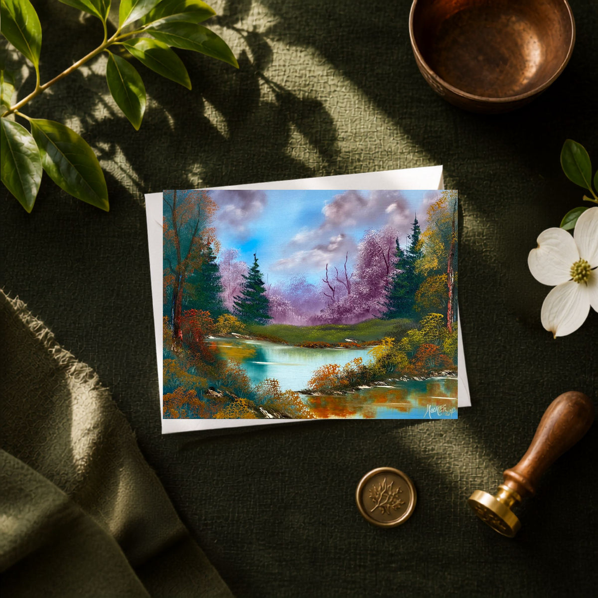 Tranquil Reflections in Autumn – Greeting Card
