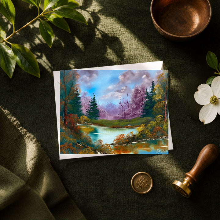 Tranquil Reflections in Autumn – Greeting Card